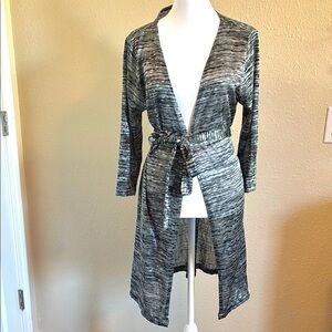 Cable & Gauge Chic Gray Striped Open Cardigan